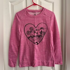 Disney Pink Sweatshirt with Mickey and Minnie Heart Design